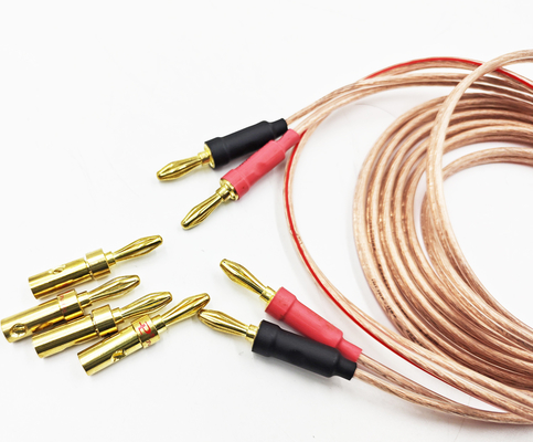 पारदर्शी 14 Gauge Banana Wire for Bi-Wire Bi-Amp HiFi Surround Sound 99.9% OFC कॉपर