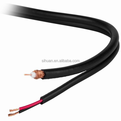 20 AWG ठोस तांबा आरजी-59 बीएनसी कनेक्टर और 18/2 पावर केबल के साथ समाक्षीय सीसीटीवी केबल