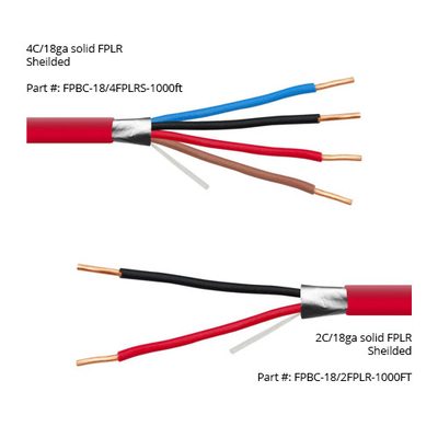 14 16 AWG 2/C 4/C ठोस 100% तांबा EWCS FPLP Plenum रेटेड शील्ड्ड फायर अलार्म केबल