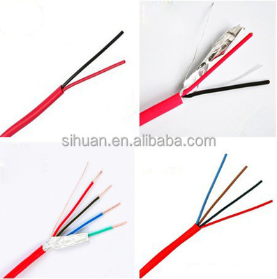 टिन CCA 18 AWG 2/C ठोस FPLR आग अलार्म केबल 1000 फीट लाल तांबा कंडक्टर परिरक्षण