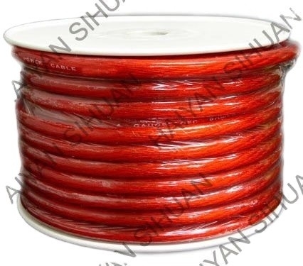SAE J1128 मानक 8AWG पारदर्शी लाल कार ऑडियो पावर केबल ISO9001 प्रमाणपत्र के साथ