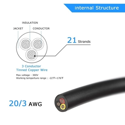 18AWG 2 कंडक्टर 20AWG 3 कंडक्टर इलेक्ट्रिकल वायर स्ट्रैंड्ड पीवीसी टिन्ड कॉपर वायर