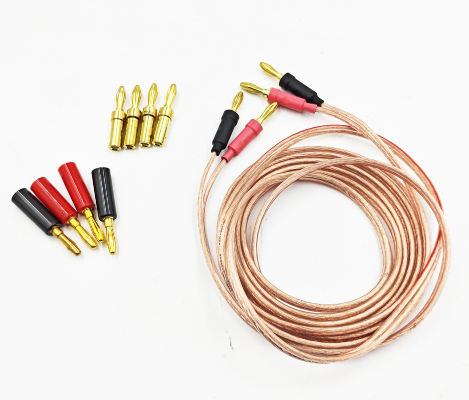 पारदर्शी 14 Gauge Banana Wire for Bi-Wire Bi-Amp HiFi Surround Sound 99.9% OFC कॉपर
