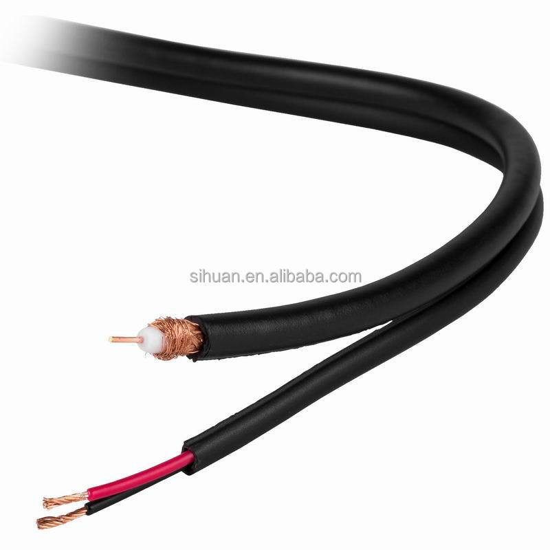 20 AWG ठोस तांबा आरजी-59 बीएनसी कनेक्टर और 18/2 पावर केबल के साथ समाक्षीय सीसीटीवी केबल